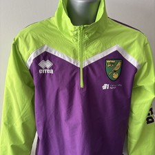 Norwich City Training Jacket Zip Neck Size XL Errea Purple Neon Green