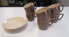 Vintage Branksome China Espresso Coffee Brown & Cream Set- 6x Cups & Saucers