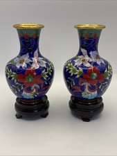 Pair Cloisonné Vase Blue