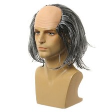 Man Bald Wig Funny Old Bald Wig Props Straight Balding Wig Costume Party Supply
