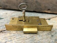 Brass Cut Cupboard Lock Vintage NOS Legge 3" 75mm 3" Right Hand 2 Lever 1 Key