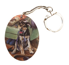 Alsatian Puppy Keyring -