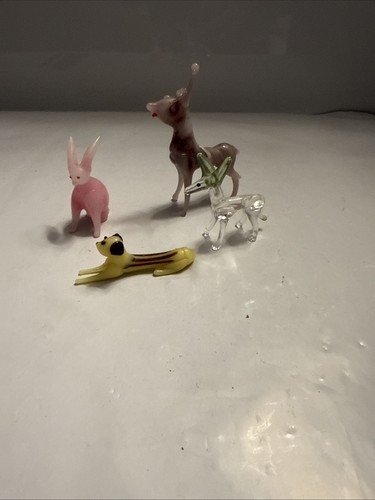 Vintage art glass animals pink - glass,