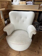 Vintage Blue diamond Button back Tub Armchair With Castor Feet