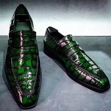 Mens Handmade Green Alligator