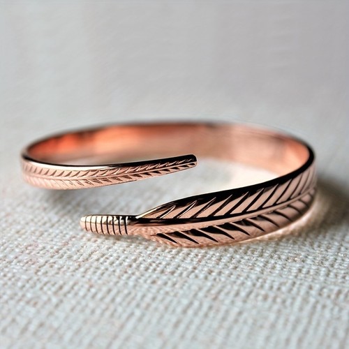 Pure copper feather cuff - feather,