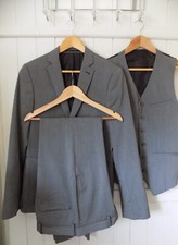 mens ASOS GREY 3 PIECE SUIT SIZE 38"R CHEST 34" WAIST 32" LEG