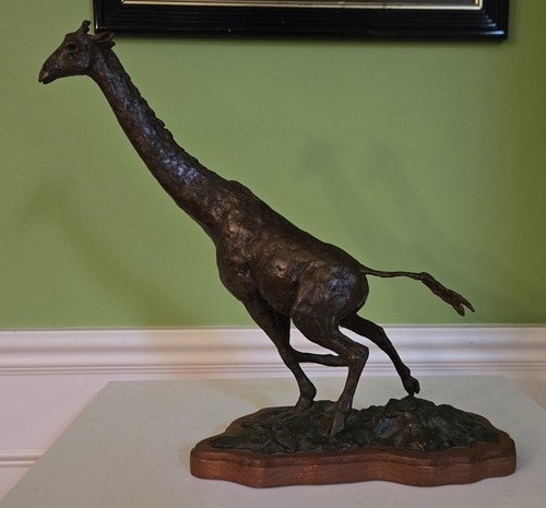 Joe halko bronze giraffe - bronze, "out