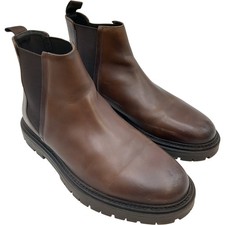 ZARA Men's Brown Leather Chelsea Boots Size UK 9 EU 44 Used