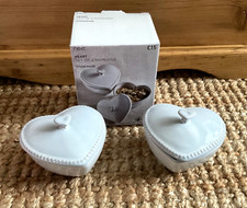 Next Set of 2 Grey Heart Stoneware Ramekins New in Box