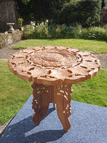 Carved wooden inlaid circular - inlaid,