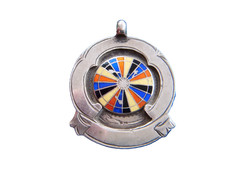 Silver 1936 Darts Watch Fob Medal Chester Hallmarked Enamel Dartboard 12.5 grams