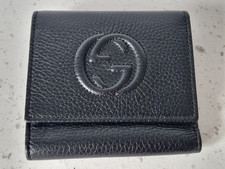GUCCI GG SOHO Black Leather Trifold Wallet **AUTHENTIC**