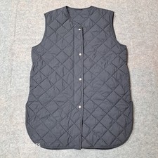 Arket Quilted Gilet Womens Ladies Size L Black Mid-Length Bodywarmer