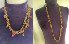 Ermani Bulatti Antiqued Brass Effect Chain Necklace w Colourful Beads Versatile