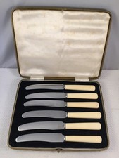 Set of 6 vintage Firth Brearley Stainless Tea Knives faux bone handles, boxed