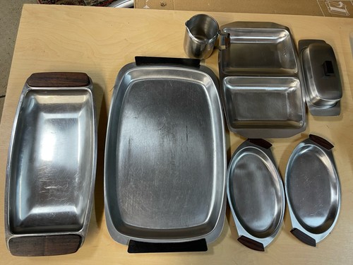 Stainless steel serving - steel, dishes