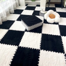 24pcs Plush Patchwork Carpet Tiles 30x30cm Non-slip EVA Foam Thicken Floor Mats
