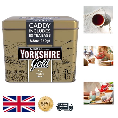 Yorkshire gold tea caddy - gold,
