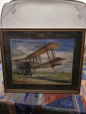 AVRO 504. PLANE. WATERCOLOUR BY ERIC ALCOCK. SIGNED.