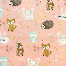 100% Cotton Fabric, Riley Blake - It's A Girl, Animals - Owl Fox Rabbit Elephant