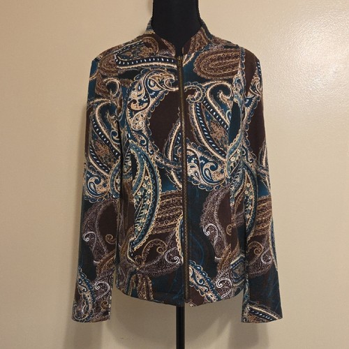 Chico teal brown paisley - paisley, zip