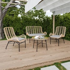 Garden Set MANOLI – Sofa, Chairs & Coffee Table – Rattan Effect & Cushions DAKO®