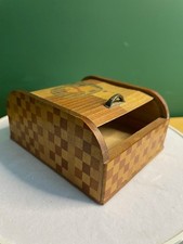 Vintage Wooden Roll Top Cigarette Trinket Box 1950s Retro Painted Dogs