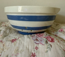 LARGE T G GREEN CHURCH GRESLEY CORNISHWARE CORNISH BLUE STRIPE COLANDER BOWL