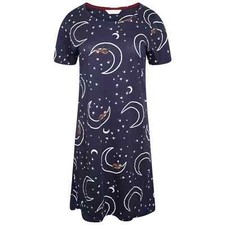 EX M & S Ladies Navy Nightdress Cotton Short Sleeve Nightie Nightwear Nightshirt