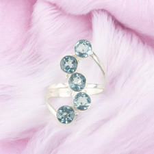 Sky Blue Topaz Gemstone 925 Sterling Silver Jewelry Handmade Partywear Ring Gift