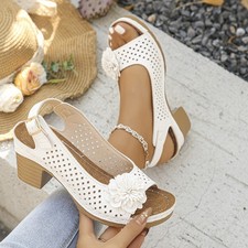 Womens Mid Wedge Heel Flower