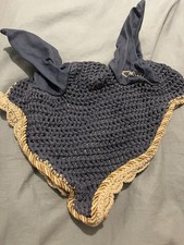 Full Size Fly Veil Ear Bonnet Light Blue Gold And White