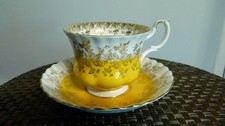 Royal Albert Regal Series Yellow & Gold Bone China Cup & Saucer, Free Delivery