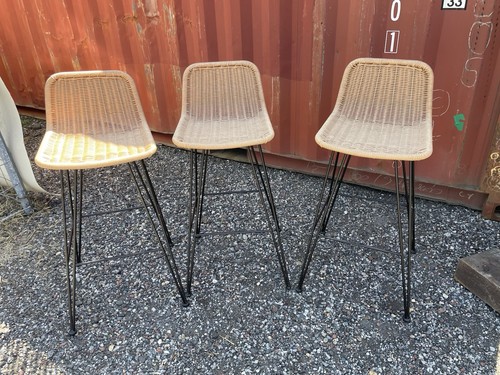 Set wicker bar stools non - 3,