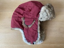 Amber real rabbit trim red trapper hat men’s large