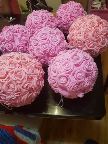 Baby pink flower kissing ball - pink,,