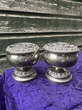 Vintage Pair Ianthe Silver Plated Rose Posy Bowl Flowers Vase