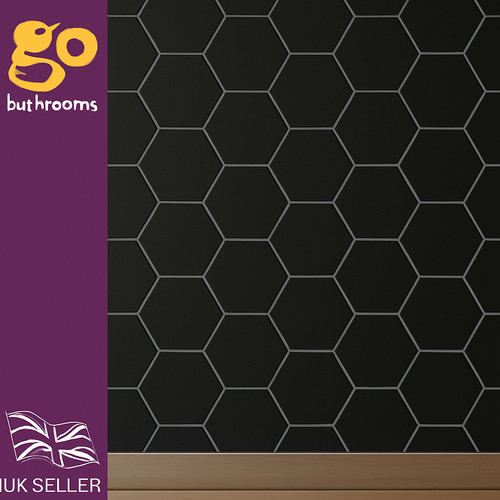 Hexagonal black porcelain wall - porcelain,