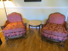 Antique Art Deco armchairs Walnut Frames