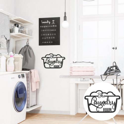 Laundry room sign black iron - room,