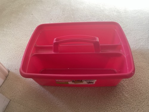 Hot pink cleaning caddy - cleaning,