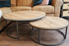 Light wood effect Bronx Nest of 2, Round Coffee Table RRP £250