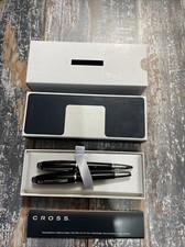 Cross Ball-Point & Fountain Pen Set, Black Silver Branded- Hargreaves Lansdown
