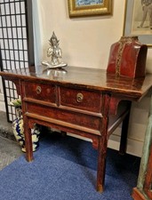 Antique 19th Century Solid Wood Chinese altar Table With Drawers.