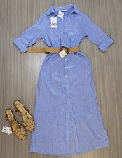 ZARA WOMEN STRIPED BELTED LONG