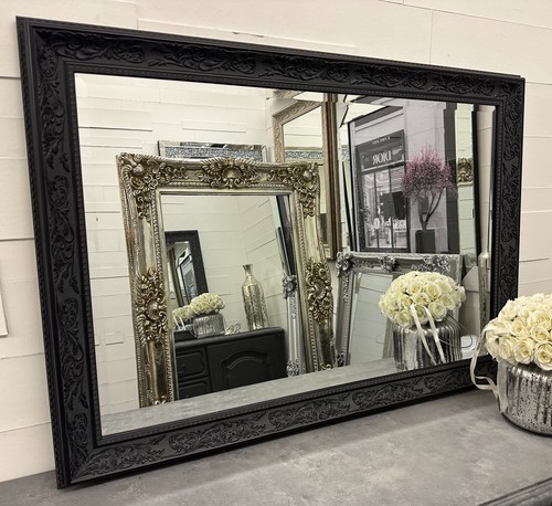 Mirror large black ornate - mirror, x