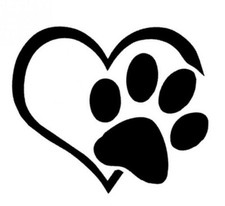 DOG CAT PET ANIMAL LOVE HEART PAWPRINT SELF ADHESIVE VINYL DECAL STICKER 