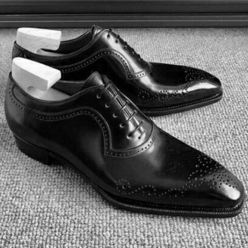Handmade men black - black, leather