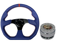 Blue Aftermarket 350mm D1 Steering Wheel + Quick Release boss B30